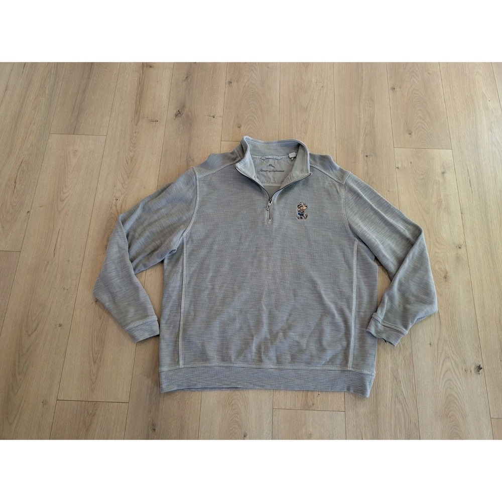 Tommy Bahamas Disney Mickey Mouse Colab Quarter Zip Sweatshirt Mens Size XL Gray